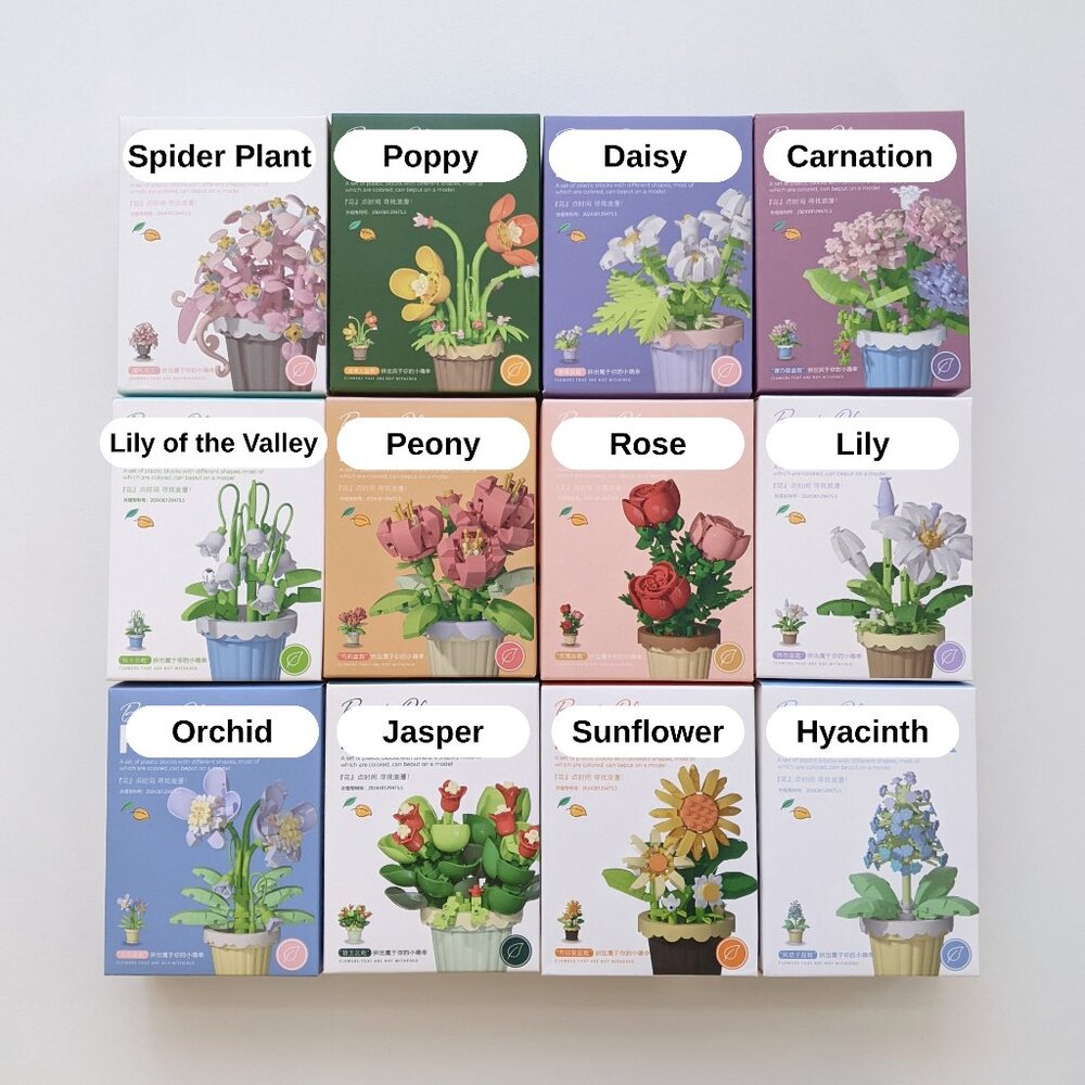 12 Boxes of Micro Building Block Flower Set